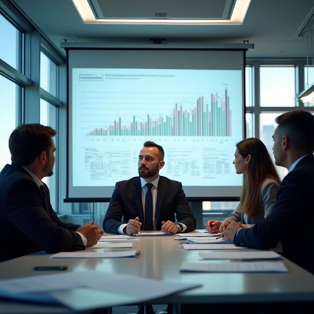 Reunión de consultoría económica con clientes